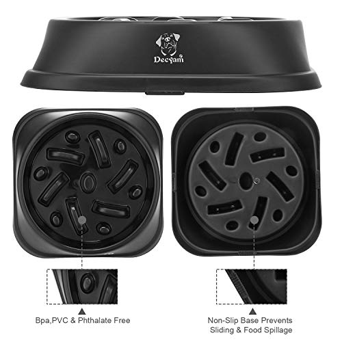 Decyam Comedero Perro Gato, Antideslizante Alimentacion Plato alimentador Tazon Comedero para Mascotas Bebedero Cuenco Bol Recipiente (Black 1)