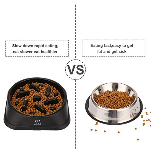 Decyam Comedero Perro Gato, Antideslizante Alimentacion Plato alimentador Tazon Comedero para Mascotas Bebedero Cuenco Bol Recipiente (Black 1)