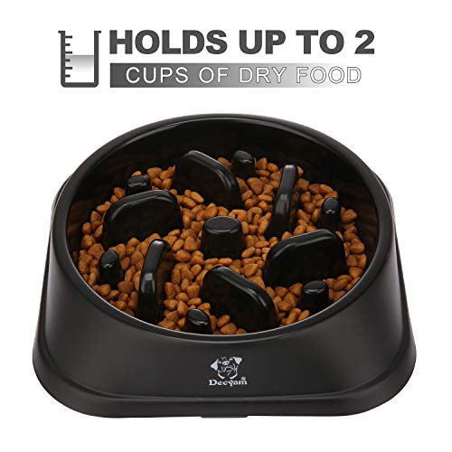 Decyam Comedero Perro Gato, Antideslizante Alimentacion Plato alimentador Tazon Comedero para Mascotas Bebedero Cuenco Bol Recipiente (Black 1)