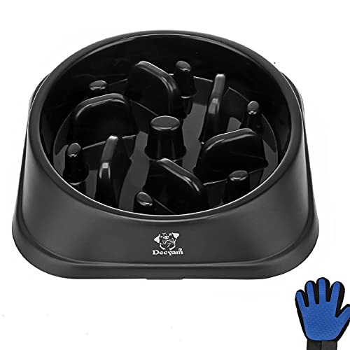Decyam Comedero Perro Gato, Antideslizante Alimentacion Plato alimentador Tazon Comedero para Mascotas Bebedero Cuenco Bol Recipiente (Black 1)