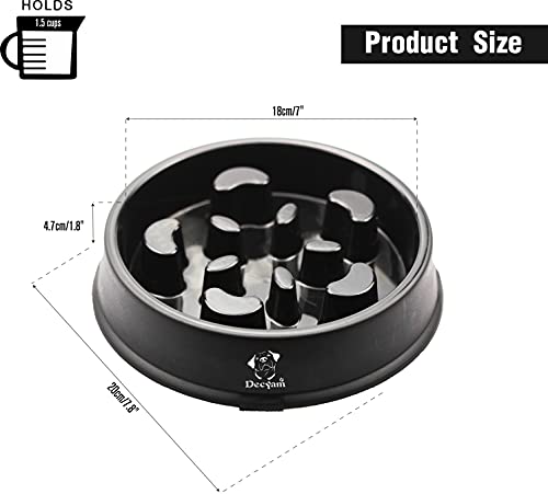 Decyam Comedero Perro Gato, Antideslizante Alimentacion Plato alimentador Tazon Comedero para Mascotas Bebedero Cuenco Bol Recipiente (Black Flower)