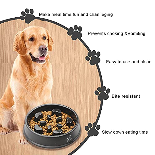 Decyam Comedero Perro Gato, Antideslizante Alimentacion Plato alimentador Tazon Comedero para Mascotas Bebedero Cuenco Bol Recipiente (Black Flower)