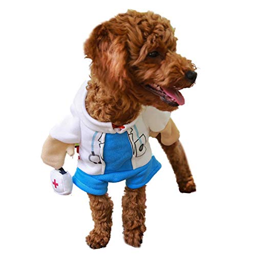 DELIFUR - Disfraz de médico para Perro, Gato, Ropa de médico para Halloween