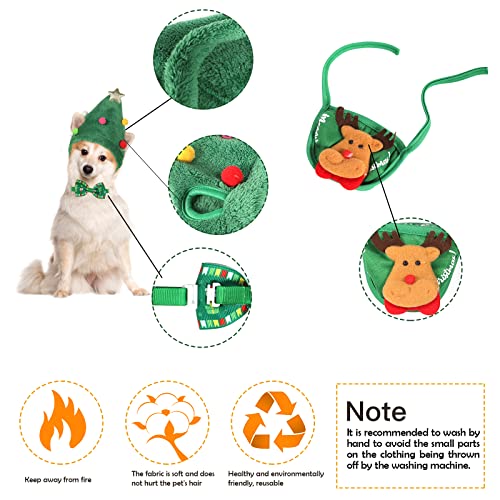 Dereine Disfraz de Navidad para Mascotas para Perros y Gatos de 3 Piezas,Accesorios para Disfraces de Mascotas Gorro de Navidad Adecuado para Perros y Gatos Pequeños (C)
