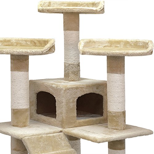 Deuba Cadoca Árbol rascador para Gatos Beige Juguete para Mascotas para Escalar y arañar Multinivel Miradores Cuevas 175cm