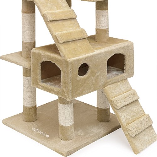 Deuba Cadoca Árbol rascador para Gatos Beige Juguete para Mascotas para Escalar y arañar Multinivel Miradores Cuevas 175cm