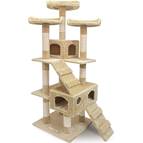 Deuba Cadoca Árbol rascador para Gatos Beige Juguete para Mascotas para Escalar y arañar Multinivel Miradores Cuevas 175cm