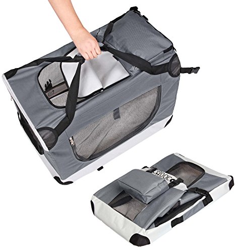 Deuba Cadoca Transportín de Mascotas Perros Gatos Bolsa de Transporte Plegable tamaño XXL Gris con Bolsillos Manta para Coche Viajes
