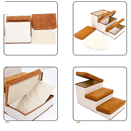 DEWUFAFA Escalera de Mascotas Plegable, Escalera de Perro Plegable de 3 Pasos for Perros pequeños a medianos y Mascotas, Paso de Almacenamiento de Mascotas for sofá Cama Alta, Puede Contener hasta 50