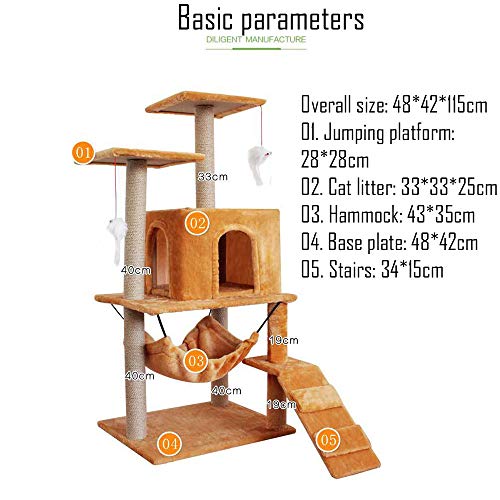 DGHJK áRbol para Gatos Rascador con Nidos Hamaca Plataformas Casetas RatóN De Juego 154 Cm Colores Opcionales Arboles Rascadores para ArañAr Cama Juegos Gatos