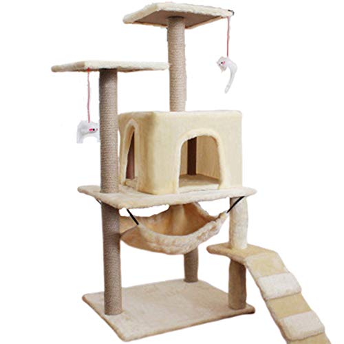 DGHJK áRbol para Gatos Rascador con Nidos Hamaca Plataformas Casetas RatóN De Juego 154 Cm Colores Opcionales Arboles Rascadores para ArañAr Cama Juegos Gatos