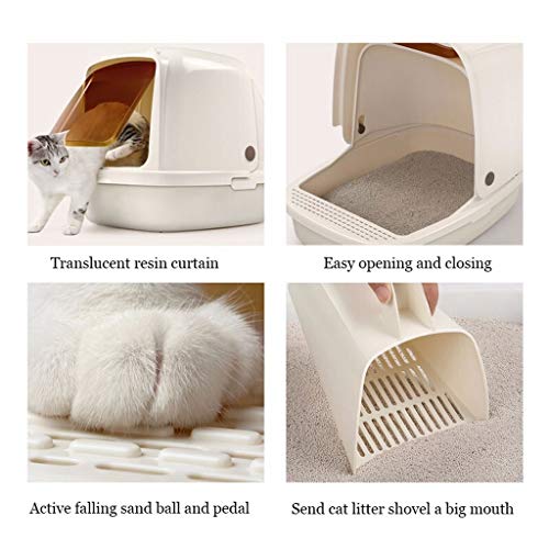 dhcsf Arenero Gato Lavabo Cerrado for la Arena for Gatos Espacio Grande Gato Aseo Gato Orejas Lavabo for la Basura del Gato Gato Completamente Cerrado Gato de Arena Gato Arenero Gatos Autolimpiable