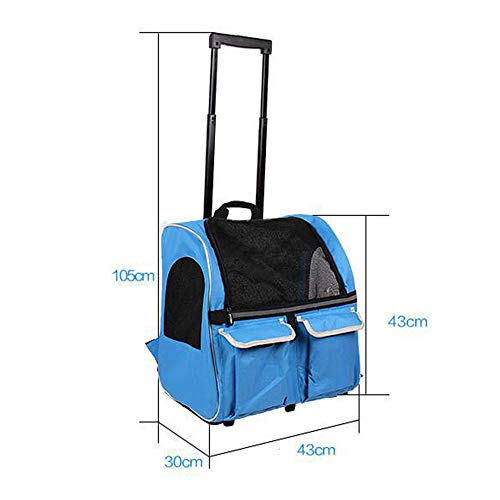 DHCY Mochila para Mascotas Doble Rueda Trolley Equipaje Bolsa de Transporte Bolsa para Mascotas Perro Gato Mascota Bolsa Bolso Bandolera,Green