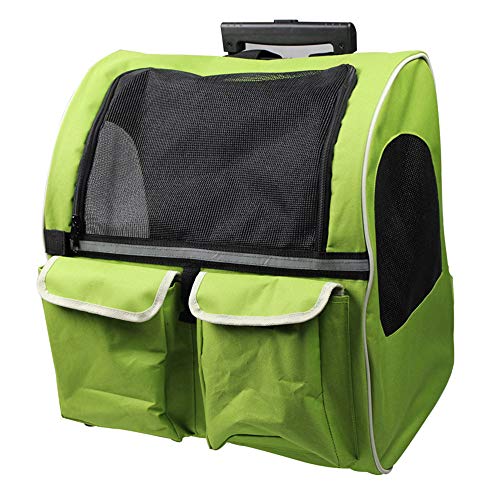DHCY Mochila para Mascotas Doble Rueda Trolley Equipaje Bolsa de Transporte Bolsa para Mascotas Perro Gato Mascota Bolsa Bolso Bandolera,Green