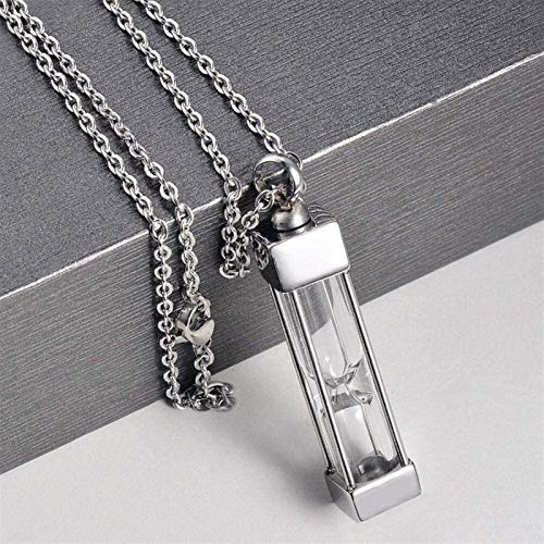 DHGTEP Colgante de la Urna para Mascotas Reloj de Arena Botella de Perfume, Mascota Perro Gato Recuerdo Urna Pequeña Caja de Acero de Color Elegante y Hermoso (Color : Silver)