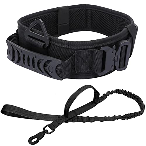 DHGTEP Collar De Perro Reflectante Militar con Correa De Nylon Resistente Y 2 Hebillas De Metal para Perros Medianos Y Grandes Traning (Color : Negro)