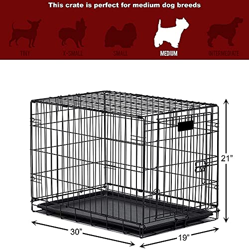 DHYBDZ Jaula para Perros y Gatos con Bandeja extraíble, Jaula de Alambre de Metal Plegable con Patas de Rodillo, Jaula para Perros, Valla, Perrera para Cachorros