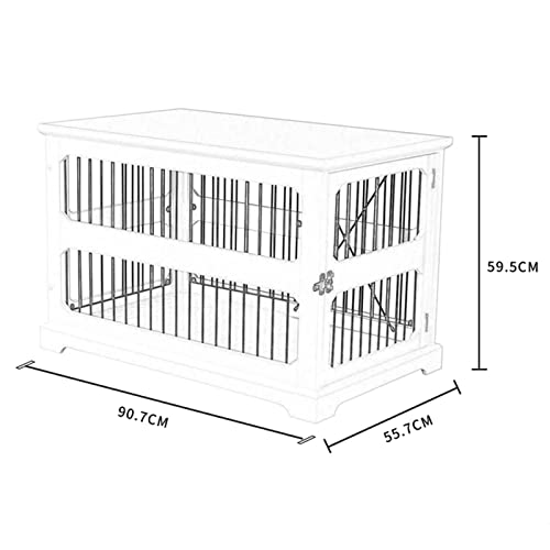 DHYBDZ Muebles para jaulas de Interior para Perros, Mesa Auxiliar de Madera para Mascotas con Cerradura de Seguridad, Perrera para Perros pequeños y medianos,Blanco