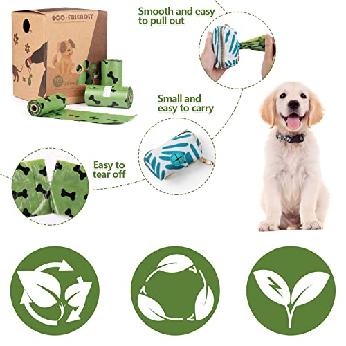 Diealles Shine Bolsas para Caca de Perro, 270 Unidades Bolsas para Excrementos, Bolsas Caca Perro con Dispensador y Clip, Olor, 18 Rollos