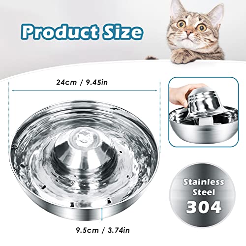 Diealles Shine Fuente para Gatos, Bebedero Gatos Muy Silenciosa 2 L, Fuente Gatos Acero Inoxidable con Bomba y Filtros
