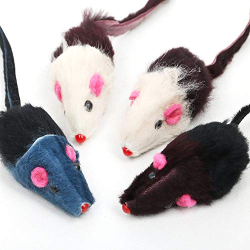 DIGIFLEX Ratones Juguetes para Gatos - 4 Ratones con Nepeta y Sonajero - Juguetes para Mascotas