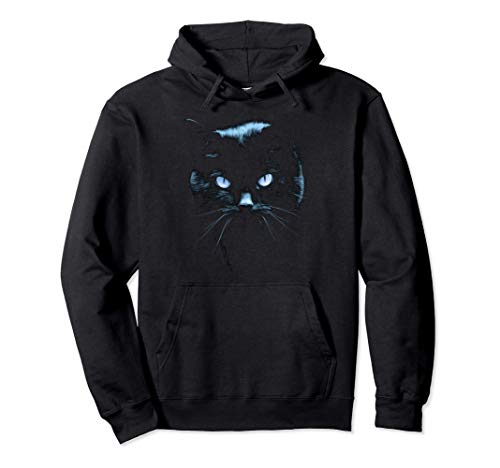Diseño de Gato Negro, Ojos de Gato Realistas, Mascota Genial Sudadera con Capucha