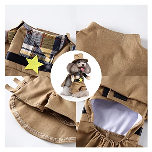 Disfraces de perros for perros pequeños Divertidos PET cachorro ropa cosplay gato traje conjunto con brazos sombreros vaquero jinete estilo pie de pie capa for Navidad Decoraciones de vacaciones fiest
