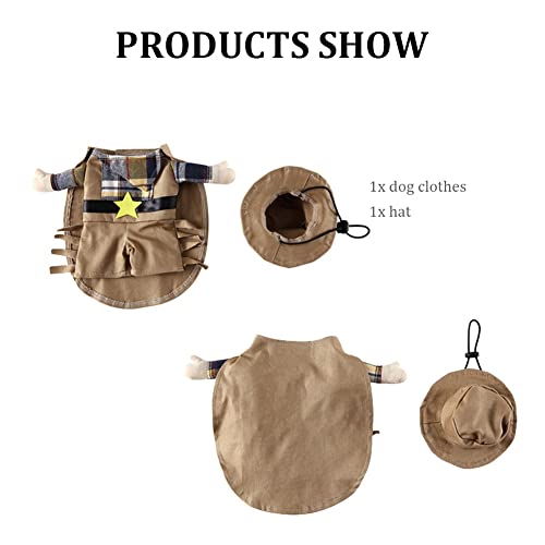 Disfraces de perros for perros pequeños Divertidos PET cachorro ropa cosplay gato traje conjunto con brazos sombreros vaquero jinete estilo pie de pie capa for Navidad Decoraciones de vacaciones fiest