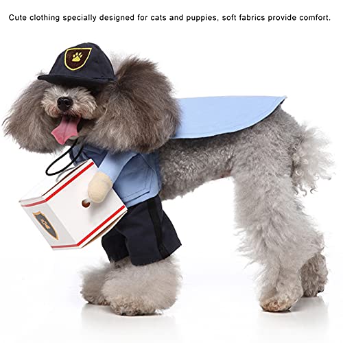 Disfraces Divertidos Traje para Mascotas, Tejidos Suaves, Duradero, Disfraz de Cartero para Mascotas, Adorable, Adorable, Fácil de Usar con Gorra para Gatos para Perros Pequeños(M)