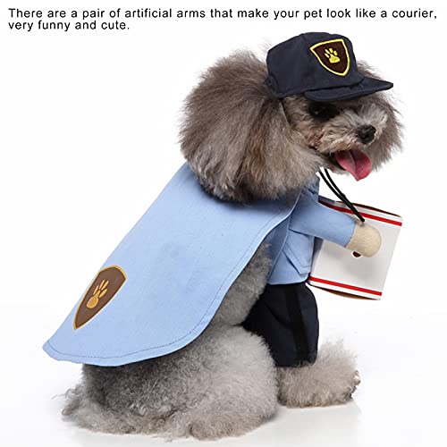 Disfraces Divertidos Traje para Mascotas, Tejidos Suaves, Duradero, Disfraz de Cartero para Mascotas, Adorable, Adorable, Fácil de Usar con Gorra para Gatos para Perros Pequeños(M)