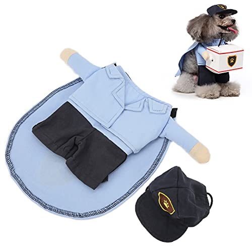 Disfraces Divertidos Traje para Mascotas, Tejidos Suaves, Duradero, Disfraz de Cartero para Mascotas, Adorable, Adorable, Fácil de Usar con Gorra para Gatos para Perros Pequeños(M)