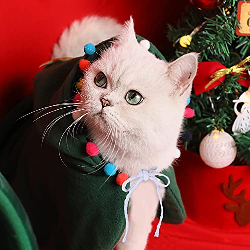 Disfraz de Navidad para mascotas Disfraz de capa de Navidad para mascotas Capa de poncho con estrella y pompones Capa de Navidad linda Ropa de gato de Navidad para gatos Perros Cachorro Gatito Disfraz