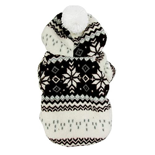 Disfraz De Navidad para Mascotas, Disfraz De Invierno con Patrón De Nieve, Cachorro, Gato, Ropa De Abrigo De Lana Suave para Perros, Ropa De Navidad con Capucha, Decoración Navideña