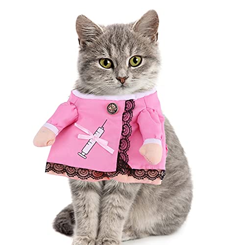 Disfraz de Perro Perro Disfraces de Halloween Equipo de Enfermera de Gato con Sombrero Halloween Disfraces de Mascotas Accesorios para Perros Cosplay Apparel Trajes de Perro para Mascotas Pink L
