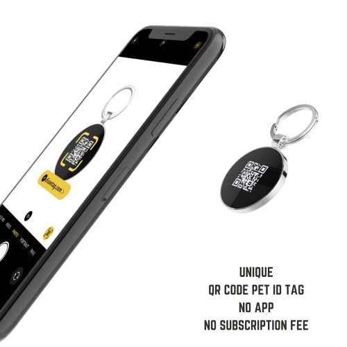 DISONTAG Placas para Perros,Placa para Perros Personalizadas, Etiqueta de identificación de mascota,QR posterior directo al perfil Guardar y mostrar información | Modificable