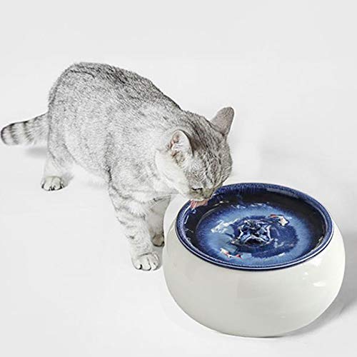 Dispensador De Agua Inteligente De Cerámica Para Mascotas, Fuente De Agua Para Gatos, 50,8 Oz / 1,5 L, Fuente De Agua Eléctrica Automática Para Gatos De Porcelana Para Mascotas Con Filtro ,Púrpura