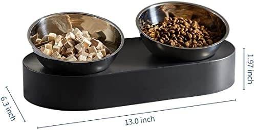 dispensador de agua para mascotas Cuencos elevados de acero inoxidable de gato de perro, alimento de gato elevado con inclinación 15 ° y cuencos de agua, material de grado de alimentos sin estrés, nol