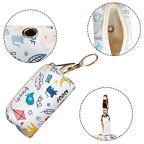 Dispensador de Bolsa de Caca, Soporte para Bolsa de Caca, Dispensador de Bolsas para Excrementos de Perro, PU Cuero Portador de Bolsas de Caca para Animales, Perros, Gatos, Correr, Caminar (Blanco)
