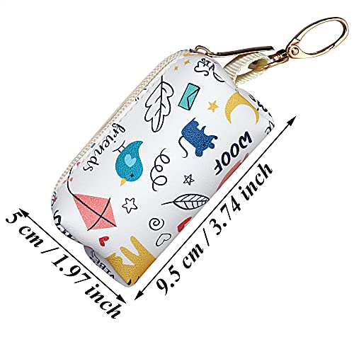 Dispensador de Bolsa de Caca, Soporte para Bolsa de Caca, Dispensador de Bolsas para Excrementos de Perro, PU Cuero Portador de Bolsas de Caca para Animales, Perros, Gatos, Correr, Caminar (Blanco)