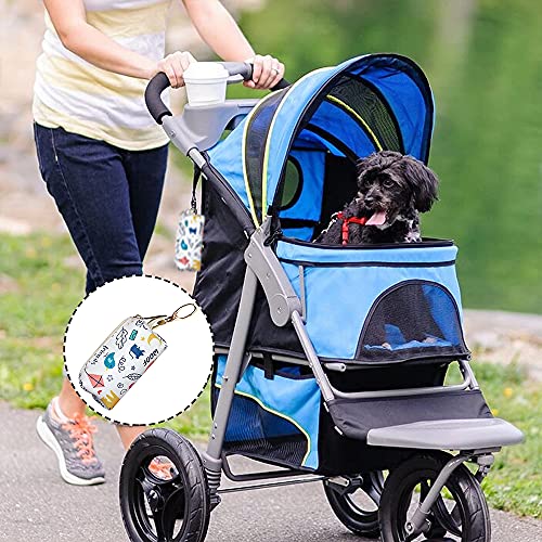 Dispensador de Bolsa de Caca, Soporte para Bolsa de Caca, Dispensador de Bolsas para Excrementos de Perro, PU Cuero Portador de Bolsas de Caca para Animales, Perros, Gatos, Correr, Caminar (Blanco)