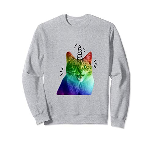 Divertido Gato unicornio Psicolódélico Trippy enfadado Sudadera