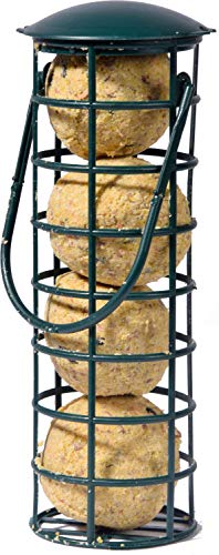 dobar 24081 - Comedero para pájaros, Incluye Cuatro Bolas de pienso para pájaros, alimentador rellenable, Negro, plástico, 1 Unidad (370 g)