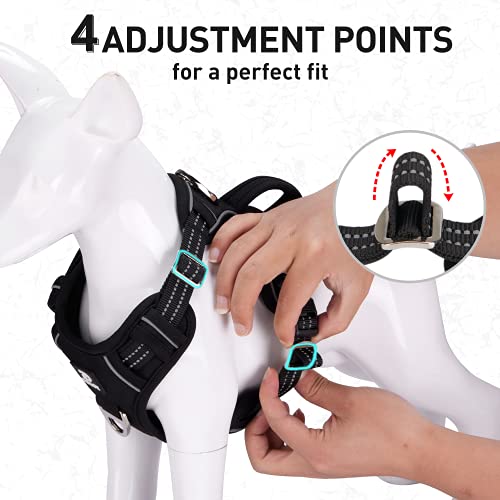 Dociote Arnés Perros Sin Tracción Large Chaleco Reflectante Ajustable para Perros Mediano Arnés para Perros Transpirable sin tracción con asa para Caminar, Entrenamiento Negro L