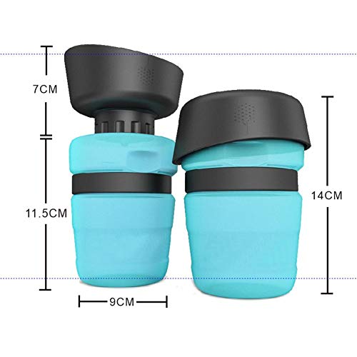 Dog Pet Water Bottle, Collapsible Dog Water Bottle, Dog Travel Water Dispenser, 18 oz Pet Water Bottle Sports Squeeze Portable Cup Outdoor Cat and Dog Water Bottle Bowl 2 en 1