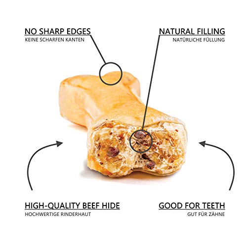 DOGBOSS Huesos masticables Ingredientes 100% Naturales, Diferentes tamaños y sabores (5 Huesos con energizantes, 12 cm)