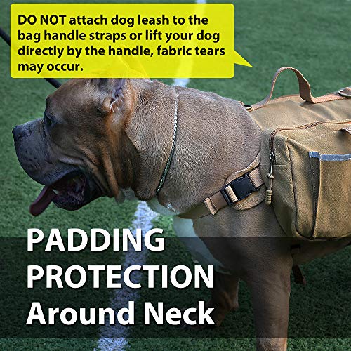 DoggDobby Alforja para Perro, Mochila de Senderismo Perro Lona de 16 oz Correas Ajustables Mochilas de Camping para Perros medianos y Grandes