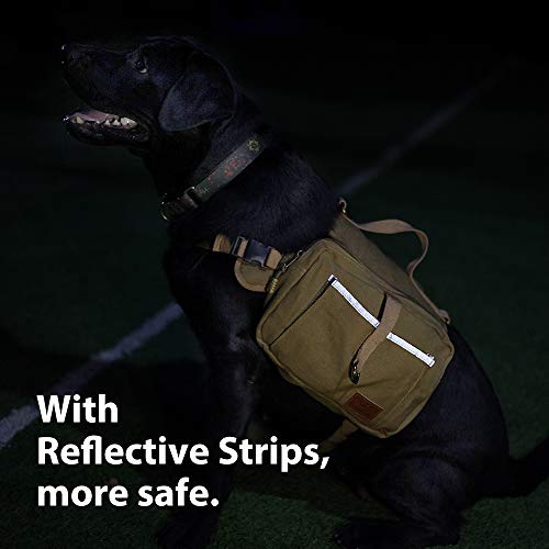 DoggDobby Alforja para Perro, Mochila de Senderismo Perro Lona de 16 oz Correas Ajustables Mochilas de Camping para Perros medianos y Grandes