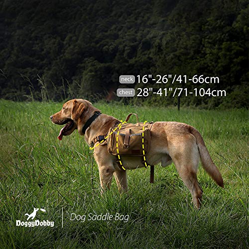 DoggDobby Alforja para Perro, Mochila de Senderismo Perro Lona de 16 oz Correas Ajustables Mochilas de Camping para Perros medianos y Grandes