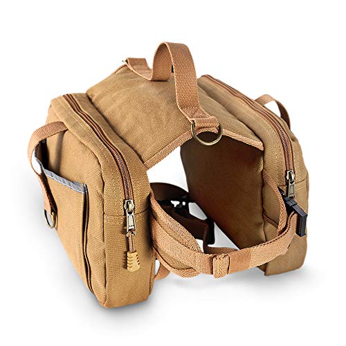 DoggDobby Alforja para Perro, Mochila de Senderismo Perro Lona de 16 oz Correas Ajustables Mochilas de Camping para Perros medianos y Grandes