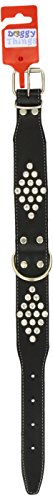 Doggy Things Fantasia - Collar de Piel con Diamantes de imitación, 50 cm, Color Negro